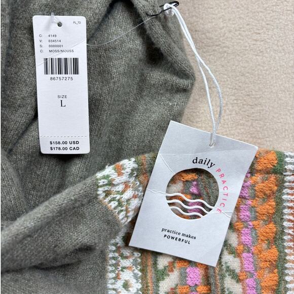 NWT Women's Large Anthropologie Daily Practice fair isle midi sweater dress moss - Picture 5 of 8